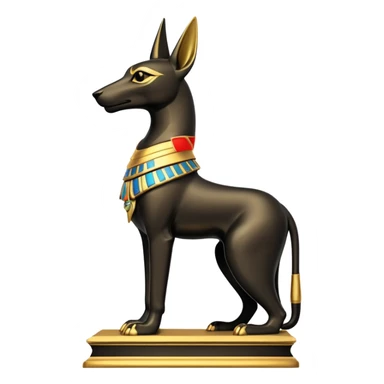 Ancient style statue casually adorned anubis canine formally posed setting down  sticker