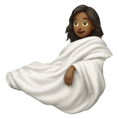 Brunette girl laying on couch with white blanket sticker