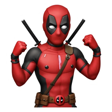 deadpool con pose de pelea sticker