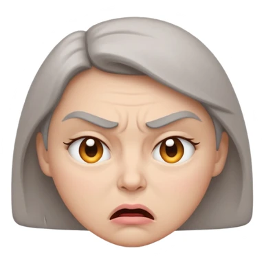 minimal flat emoji of an angry face,
slightly furrowed eyebrows,
tight lips but not angry,
emotion restrained and subtle,
soft pastel warm-gray tones,
emotional but calm design,
modern female health app style,
transparent background,
vector illustration
 sticker