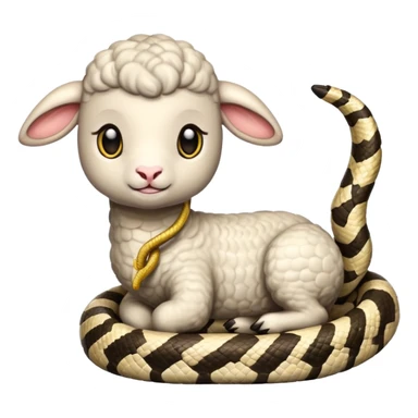 Lamb and snake sit next to each other  sticker