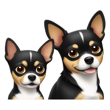 Two chihuahua next to each other. One is smaller and black and the other one is bigger and white  sticker