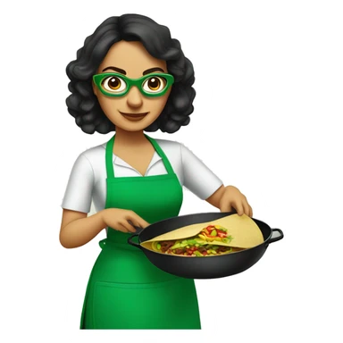mexican lady green apron  with glasses cooking tacos sticker