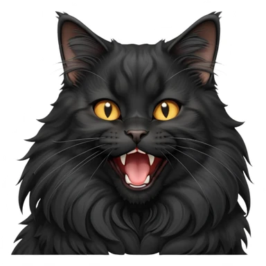 cinematic-yawning black-maine-coon-cat-portrait-emoji,-head-tilted-playfully-and-inquisitively,-sleek--black-fur,-simplified-yet-adorable-features,-highly-detailed,-glowing-with-a-warm,-friendly-glow  sticker