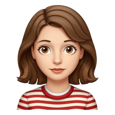 fair-skinned caucasian woman, 40s, chin-length wavy/unruly brown-ish hair with some white stripes, hazel eyes sticker