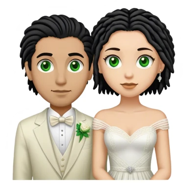 Couple lightskinned man with short dreads green eyes and light skinned woman with black hair brown eyes getting married sticker