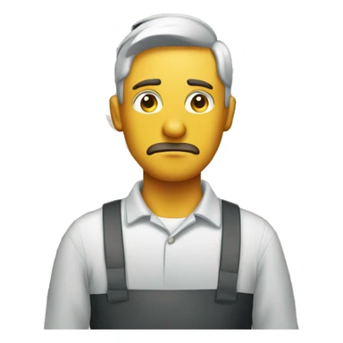 Sad man working in a packaging warehouse sticker