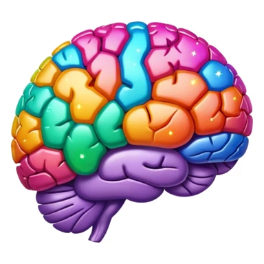 Brain with creativity colored sparkles sticker