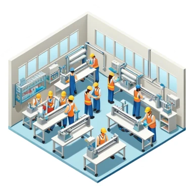Isometric garment factory sticker