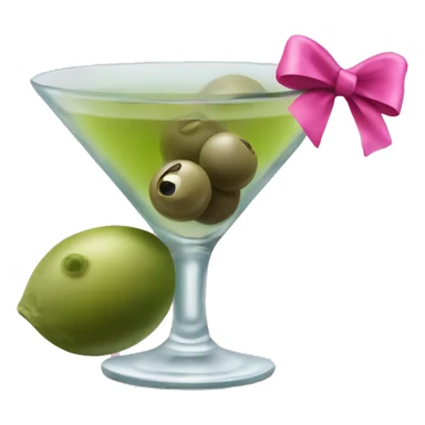 martini with extra olives and pink bow on the stem sticker
