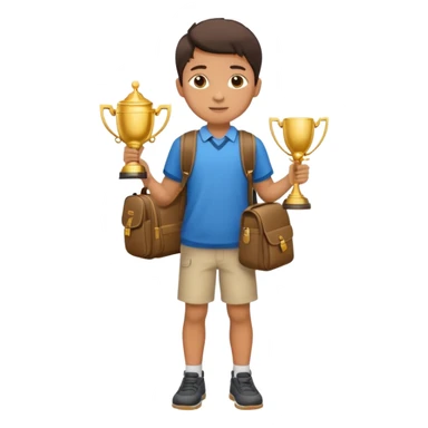 emoji of a full body boy with a school bag win a trophey sticker
