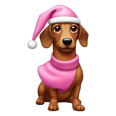 Wiener dog with pink Christmas sticker