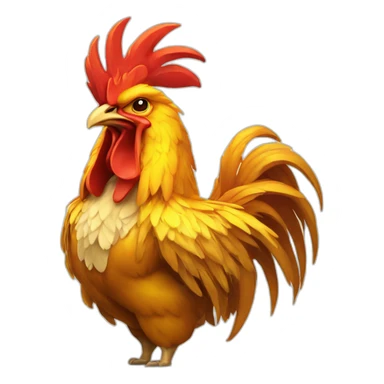 proud and howling golden phoenix rooster with a crown on its head sticker