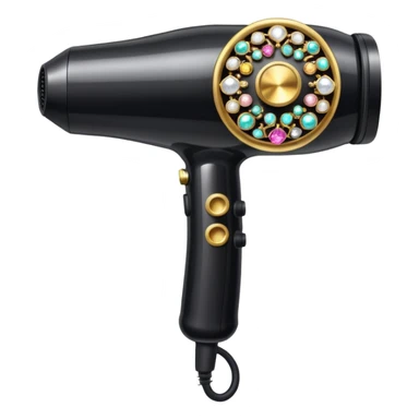 black blow dryer covered in jewelry sticker