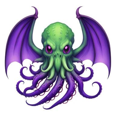 light green Cthulhu with purple bat wings and purple gradient tentacles sticker