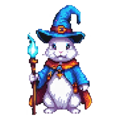 rabbit wizard with magic hat sticker