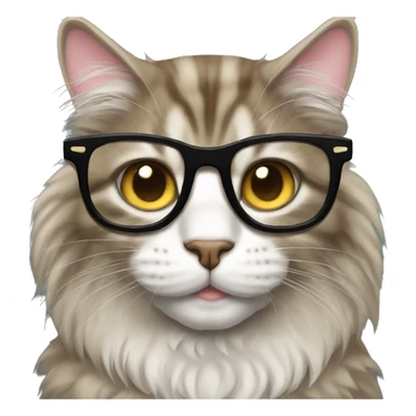 Mainecoon cat with glasses sticker