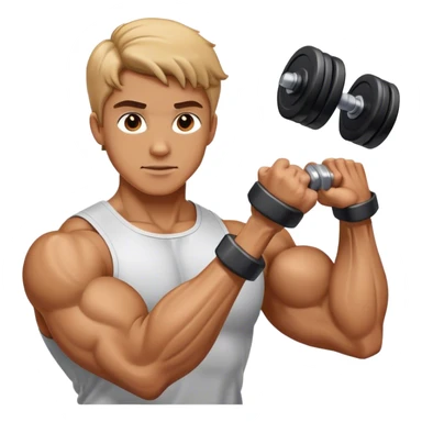 Arm curling dumbbell with veiny biceps sticker