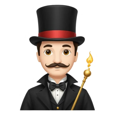 Magician with mustache, wearing a classic top hat sticker