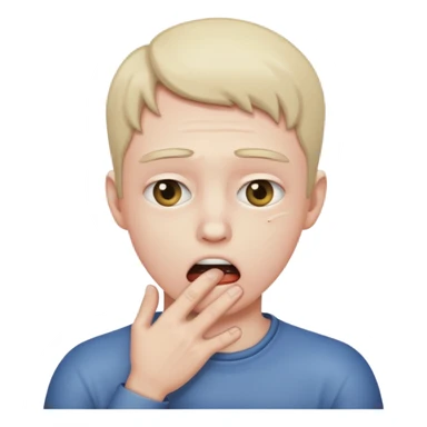 person choking themselves, neutral tone sticker