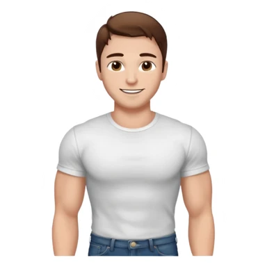 Kjekk mann (lys i huden) som har pynta seg. Har på seg Jeans  og håret skal være  midtskill og fargen på håret er brunt. Litt øyevipper men ikke mye og litt mørke brun. Skal se HOT Å SEXY UT smile mer!!! Ca 20 år gammel. HVIT T-SKJORTE sticker