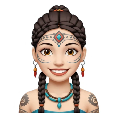 tribal girl Tattooed, white skin, smile sticker