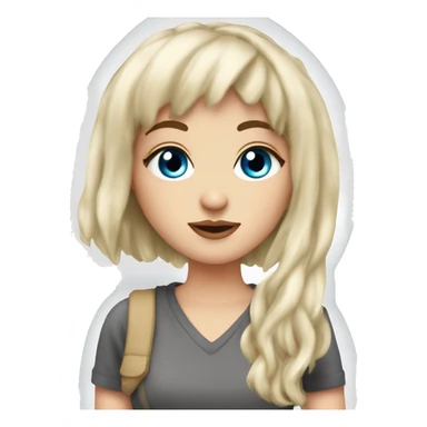 Beautiful Brunette blue eyed white girl with bangs with a cbd blunt in her hand  sticker