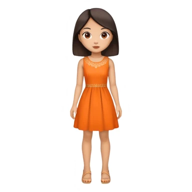 muñeca with asian features + vestido anaranjado sticker