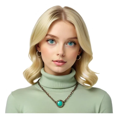 blonde girl in turtleneck portrait blue eyes sticker