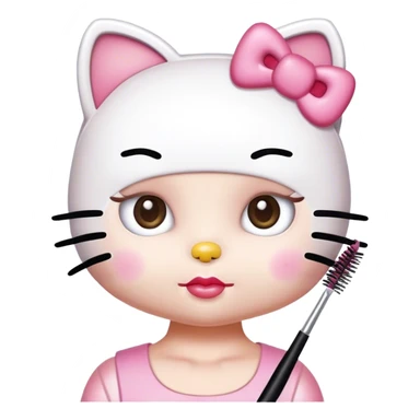 hello kitty with mascara spoolie sticker
