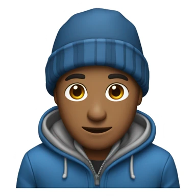 Chico con abrigo azul y un computador  sticker