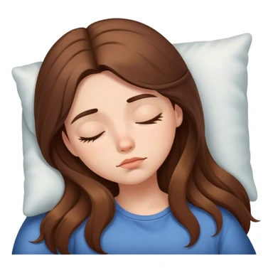 Sleepy girl, long brown hair sticker