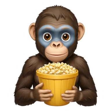 a chimpazy holding a bucket of popcorn sticker