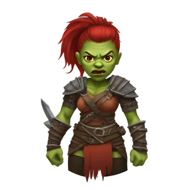Berserker orc woman with red beard & red mohican sticker