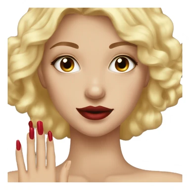 Blonde girl this brown eyes ang red manicure  sticker