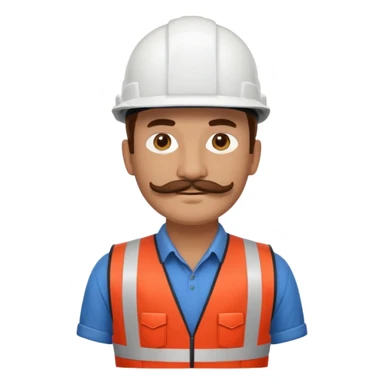 Arquitecto con casco blanco pero con chaleco de color rojo, la persona que tenga bigotes sticker