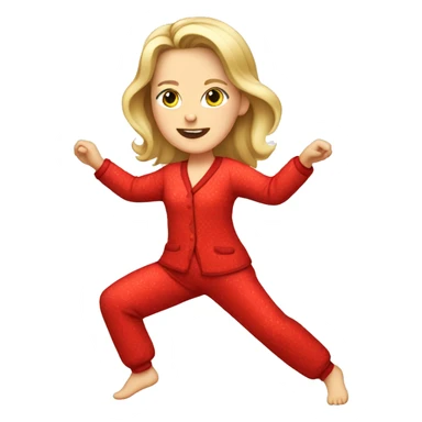 White Girl dancing in red pajamas  sticker