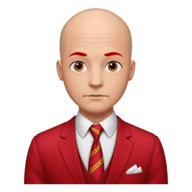 man Bald with red necktie, red dress, tattoos. sticker