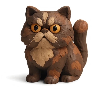 Persian cat with chocolate tortoiseshell fur in claymation style sticker