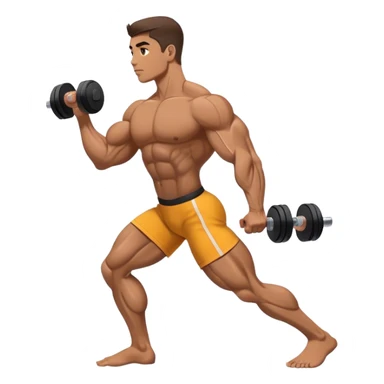 side-view bodybuilder dumbbell lunges sticker