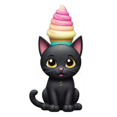 black cat holding ice cream sticker