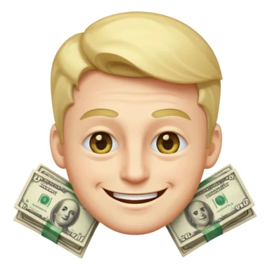 apple imoji man with money eyes smiling and winking sticker