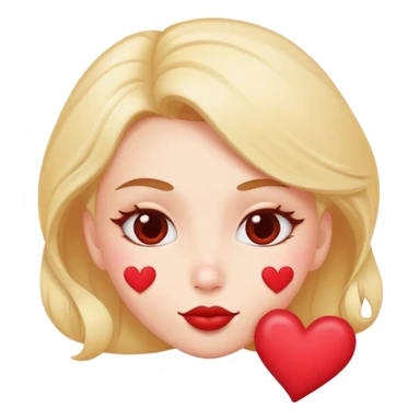 Flirty kissy face with hearts around  sticker