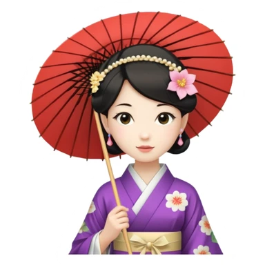 Japanese Princess  with paper umbrella sticker