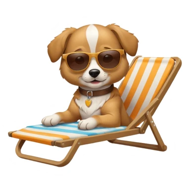 dog lying beside beach on chair with sunglasses sticker