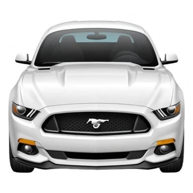 Make a 2013 mustang with a familiar look of an iPhone emoji and make the emoji have a front view of the Mustang and make the Mustang be white sticker
