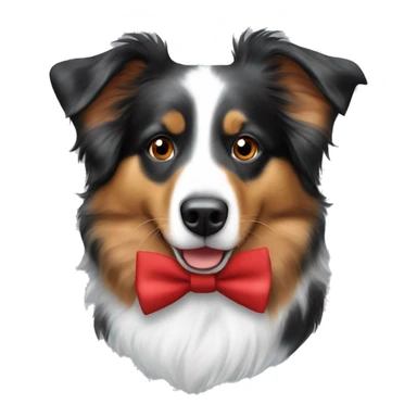Australian shepherd with a red bow tie sticker