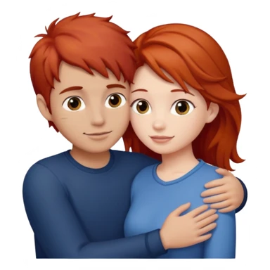 Red haired girl with brown hair boy romance sticker