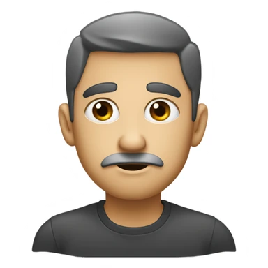 Create an emoji with a confused expression, wide eyes, and furrowed brows. Add a loading circle in the top left corner and a hand on the face, rubbing the chin or cheek, as if processing an idea sticker