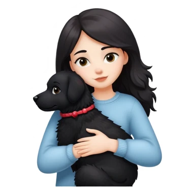 White girl hugging a black dog sticker